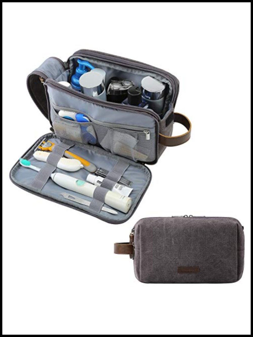 Canvas Travel Toiletry Organizer Dopp Kit Water-resistant Shaving Bag